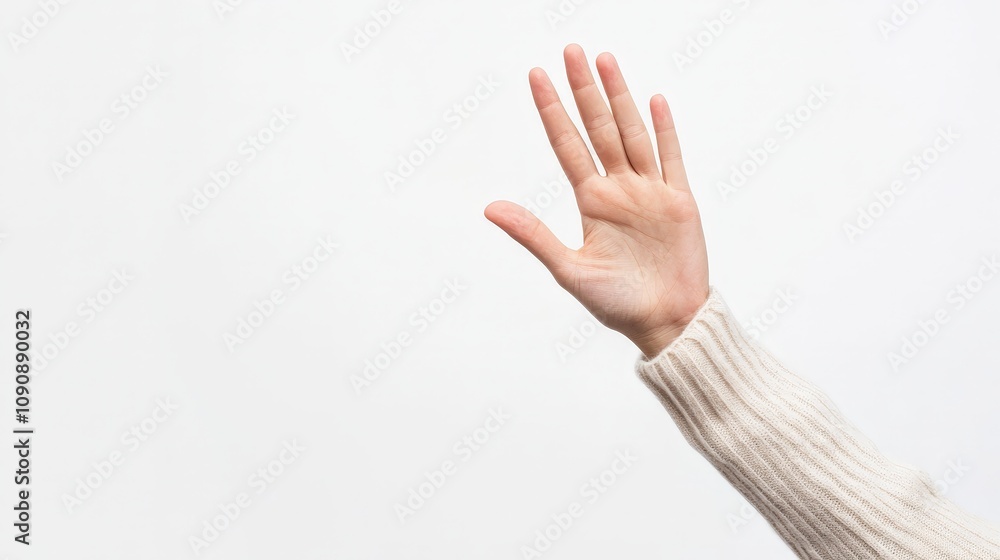 Naklejka premium A person giving a high-five, celebrating success, isolated on a white background