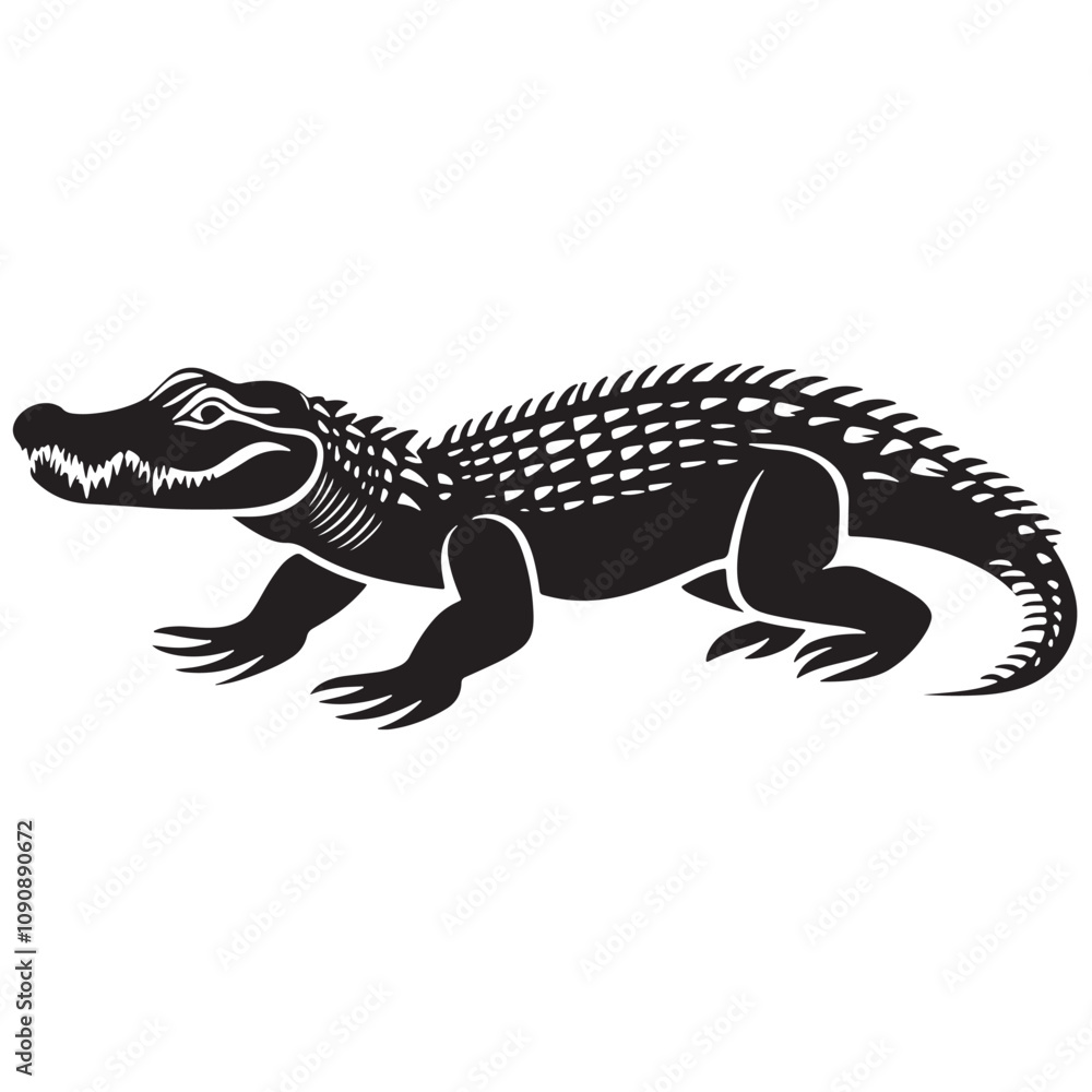 Fototapeta premium crocodile silhouette vector illustration Design on a white background.