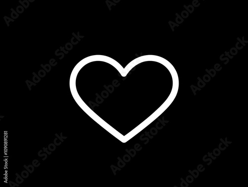 A Simple White Outline Heart Shape on Black