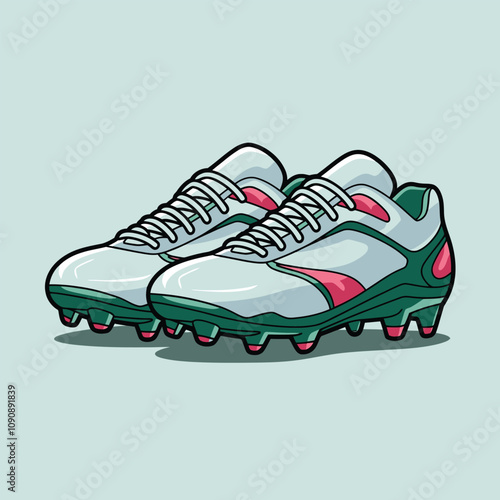 Illustrated soccer cleats in pastel shades, showcasing a modern and stylish design