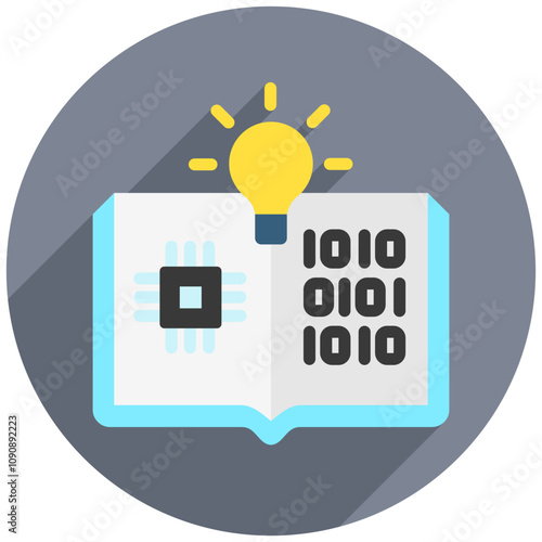 Knowledge Base rounded flat color icon. use for modern concept, print, UI, UX kit, web and app development. Vector EPS 10, related to artificial intelligence, technology theme.