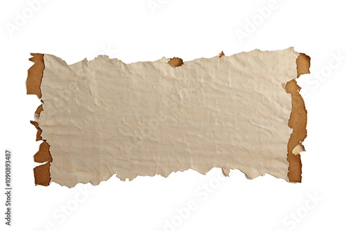 Ripped torn paper edges isolated on white background photo