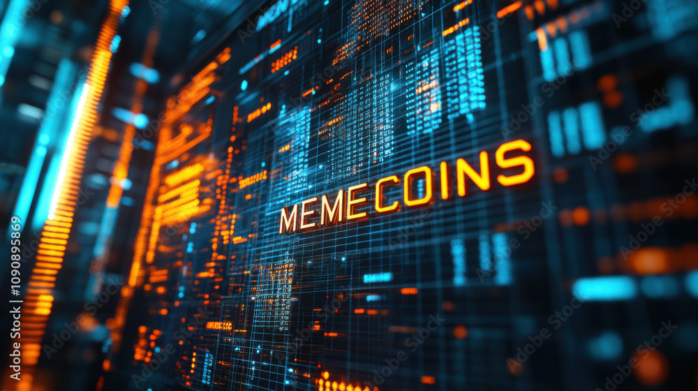 Obraz premium Exploring Memecoins: The Rise of Digital Currency in the Cryptocurrency Market and Its Impact on Financial Trends and Technology