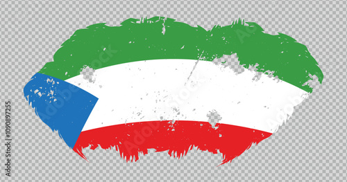 Equatorial Guinea national flag with distressed stroke brush effect on isolated background