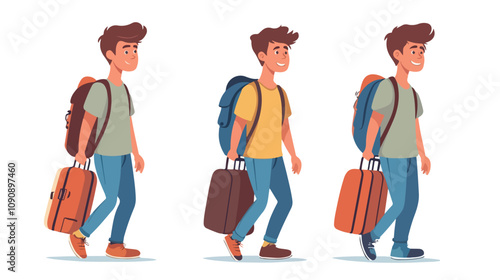 Professional Young Man Carrying Suitcase Traveling Business Trip Concept