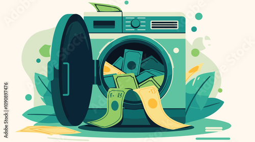 Money Launder Vector or Cash Laundry Clean Concept