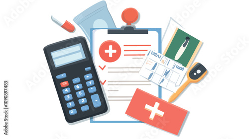 Medical Health Care Insurance Form Calculator Concept