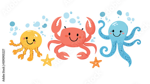 Smiling Sea Creature on White Background