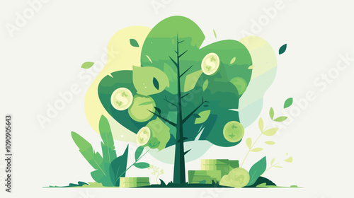Money Tree Finance Concept Vector Business Illustration