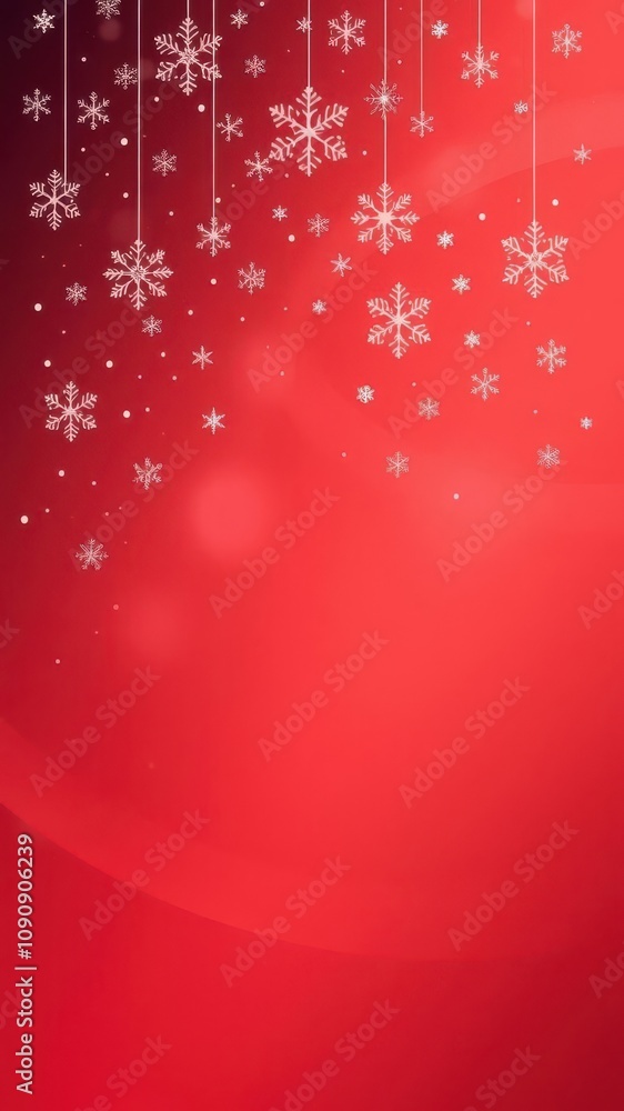 Christmas illustration with various small snowflakes falling on a gradient background in shades of red, creating a festive and cozy atmosphere, winter wonderland Christmas illustration with various small snowflakes falling on a gradient background in shades of red, creating a festive and cozy atmosphere, winter wonderland