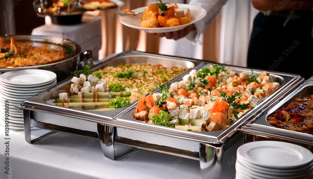 Obraz premium catering buffet food table at a wedding or event party