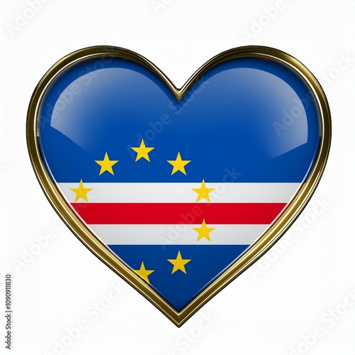 Free Download カーボヴェルデの国旗のハート(Heart of Cabo Verde flag on white.)
 - GFXLoad