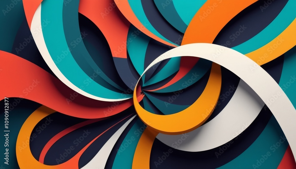 Obraz premium Dynamic abstract boomerang shapes with vibrant colors and swirling patterns for modern design concept
