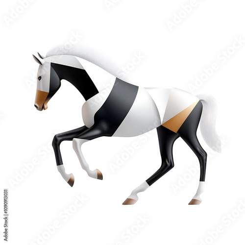 A sleek and elegant graphic illustration of a horse raising one front leg, photo