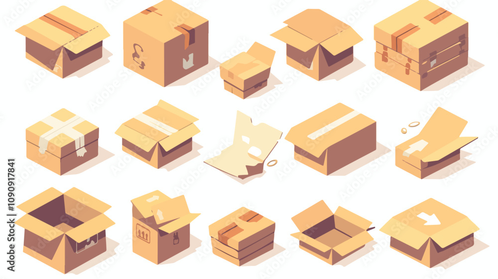 Fototapeta premium Parcel Boxes Vector Illustration in Warehouse Setting