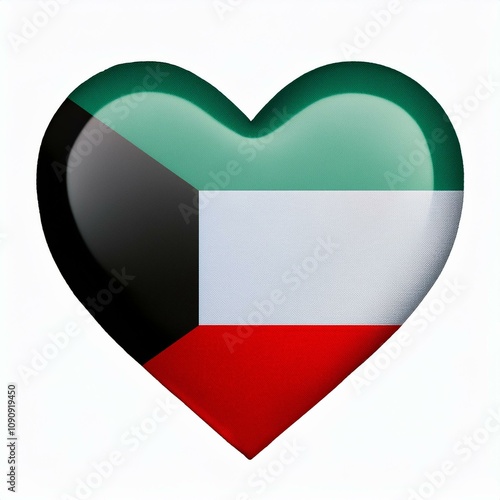 Free Download クウェートの国旗のハート(Heart of Kuwait flag on white.)
 - GFXLoad