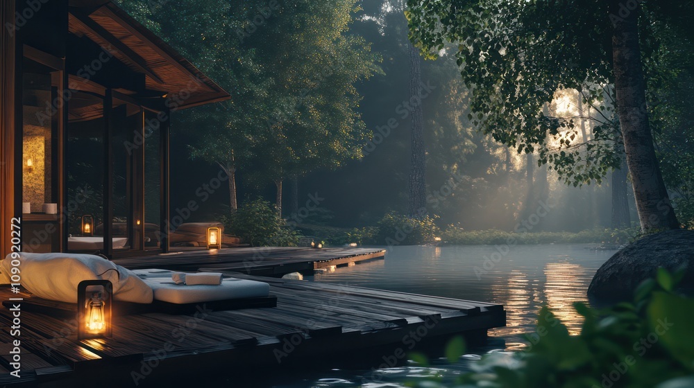 Fototapeta premium Retreat without phones, a serene getaway focused on mindfulness and community without distractions.