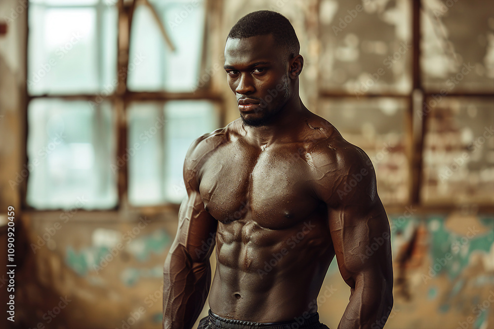 Generative AI image of a muscular strong man wearing fitness cloth Generative AI image of a muscular strong man wearing fitness cloth