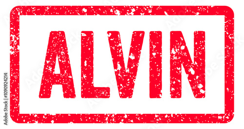 Alvin Stamp Transparent Seal, Red Grunge Alvin Word Rubber Stamp Seal USA City Name Typography Signboard Text Effect photo