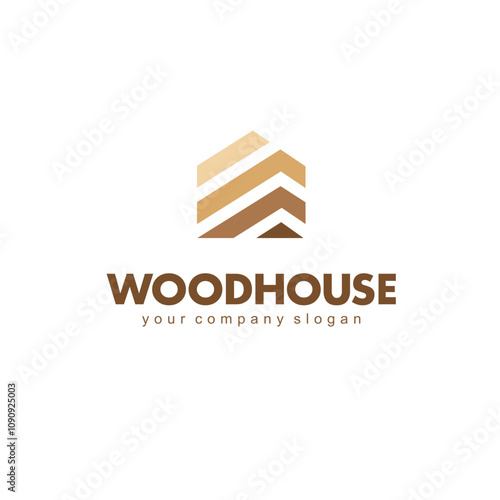 Vector logo design template. Abstract wood house sign.