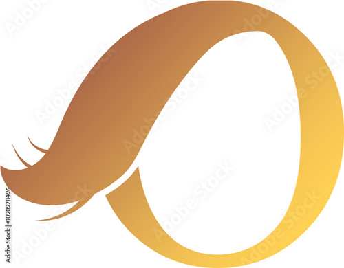 O Letter Logo. Couffeur, Hair and Beauty. Golden.