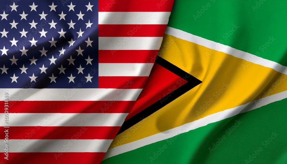 Fototapeta premium アメリカの国旗とガイアナの国旗(America flag & Guyana flag.) 