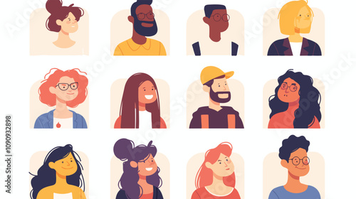 Diverse User Avatars Concept: Men and Women in Professional Attire