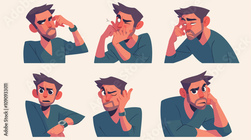 Pensive Person Concept: Portrait of a Thoughtful Man Reflecting
