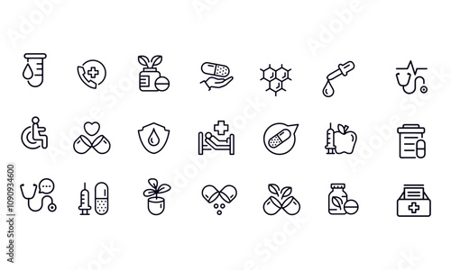 Antibiotic icons set vector design