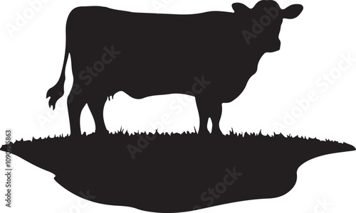 Cow silhouette vector art illustration