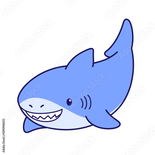 Cute and adorable tame shark character cartoon
