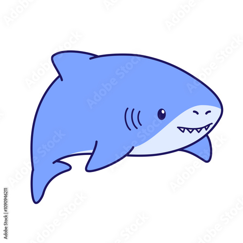 Cute and adorable tame shark character cartoon