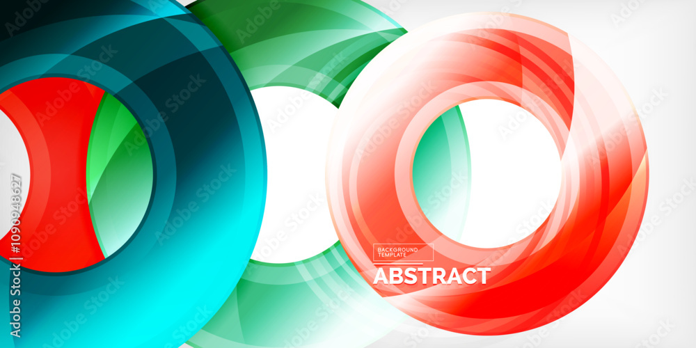 Fototapeta premium Bright colorful circles with light effects. Abstract background