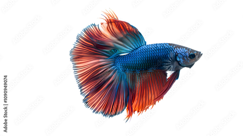 Fototapeta premium Siamese Fighting Fish Isolated on Solid White Background.