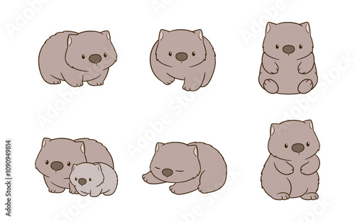Cartoon Character of cute and adorable wombat animal
