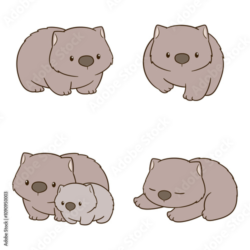 Cartoon Character of cute and adorable wombat animal
