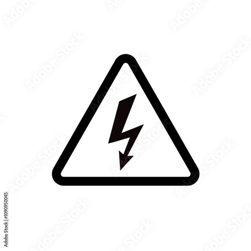 high voltage, warning sign with lightning bolt - vector illustration