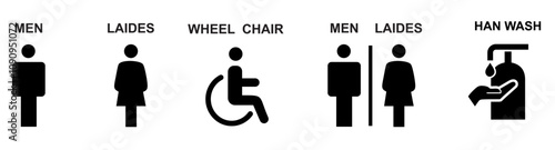 Isolated Restroom Icons  Men, Women, and ADA Symbols in Black