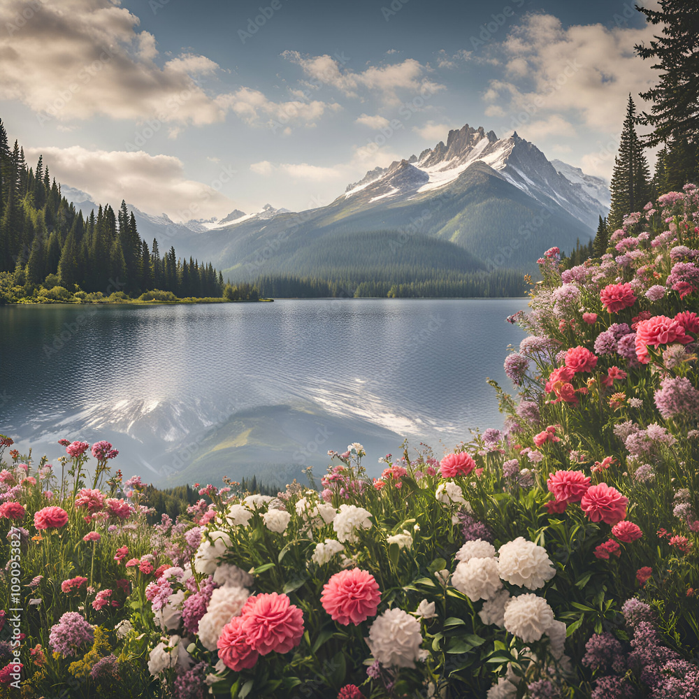lake and mountains