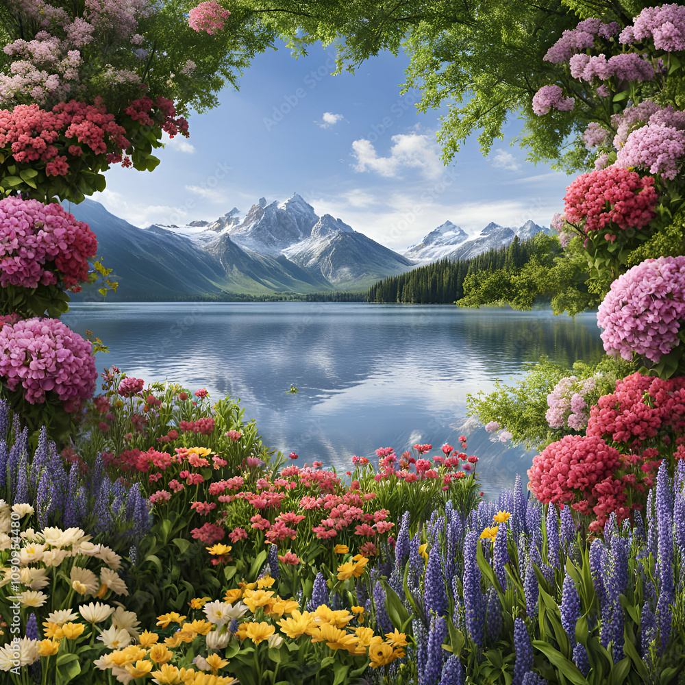 lake and mountains