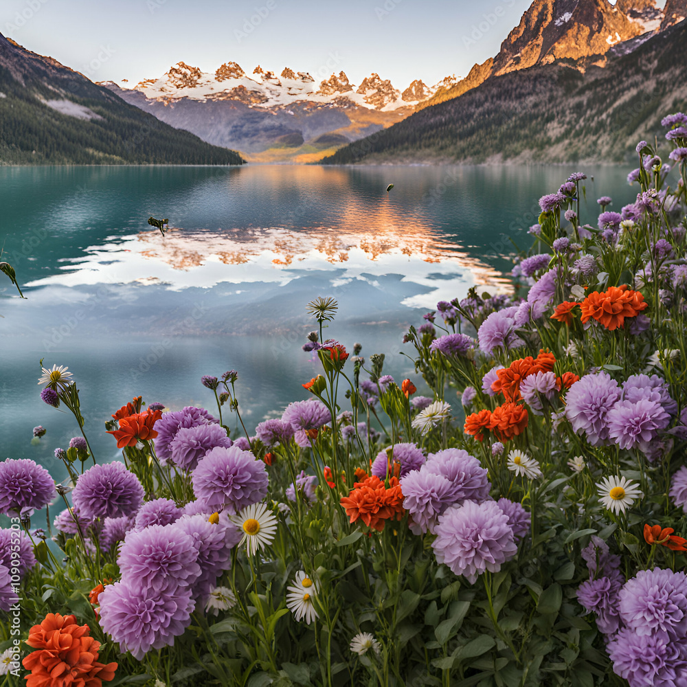 lake and mountains