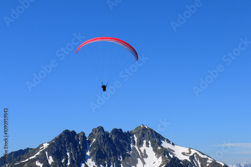 Austrian Alps: Paragliding above Spieljoch near Hochfügen in Zillertal, Tirol photo