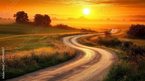 Country road to the sunrise