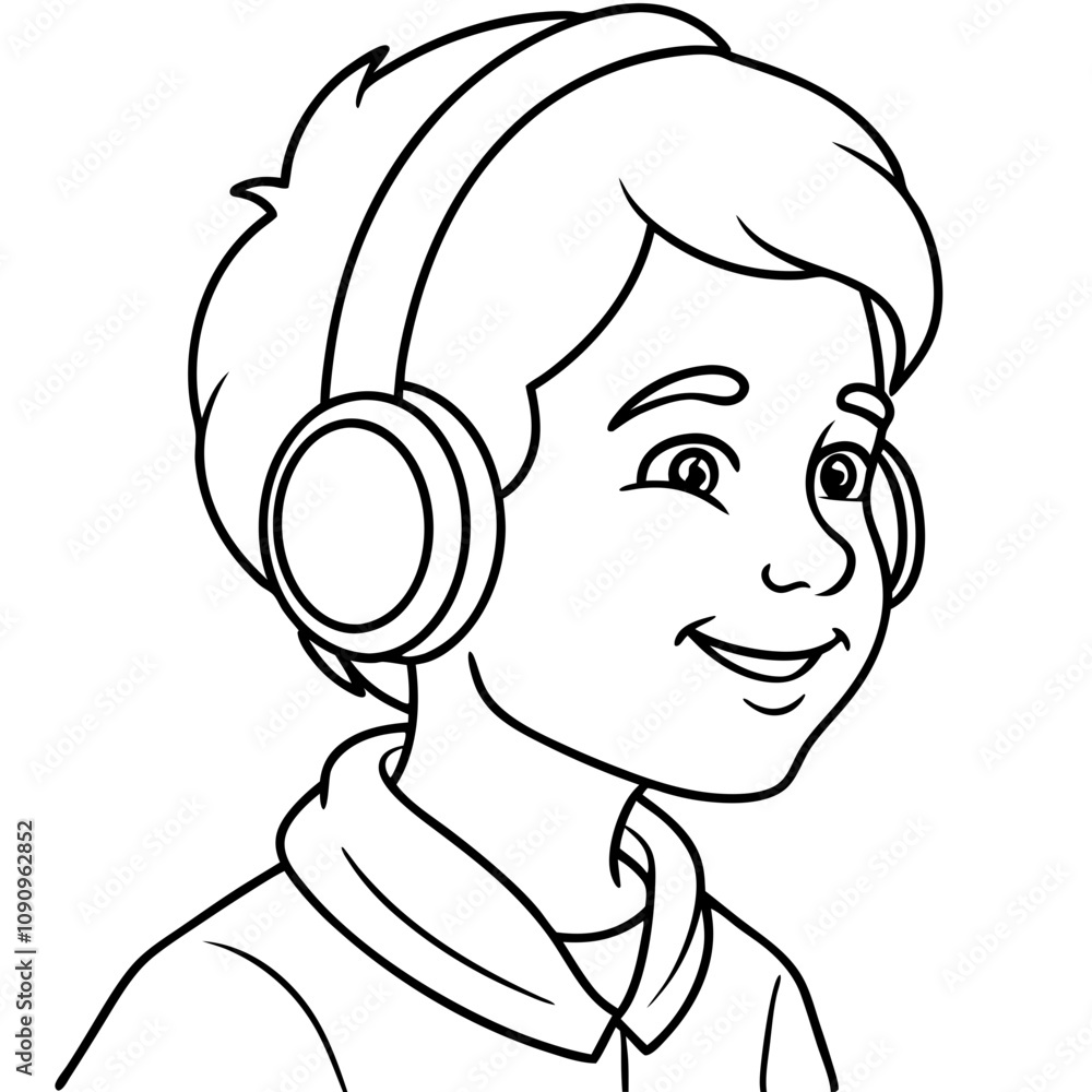 Obraz premium boy listen to music on headphones