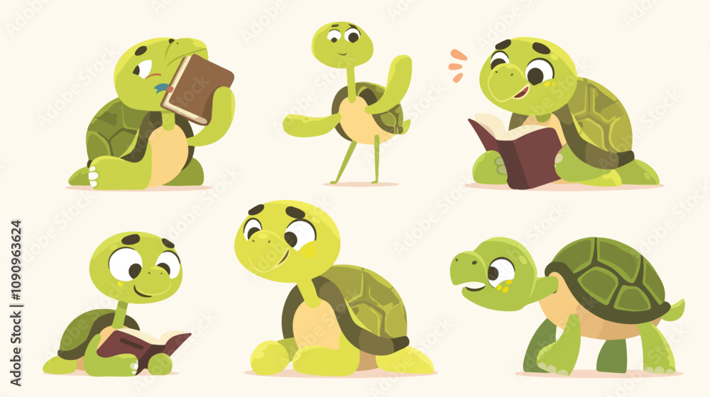 Obraz premium Cute Turtle Animation Element for Projects