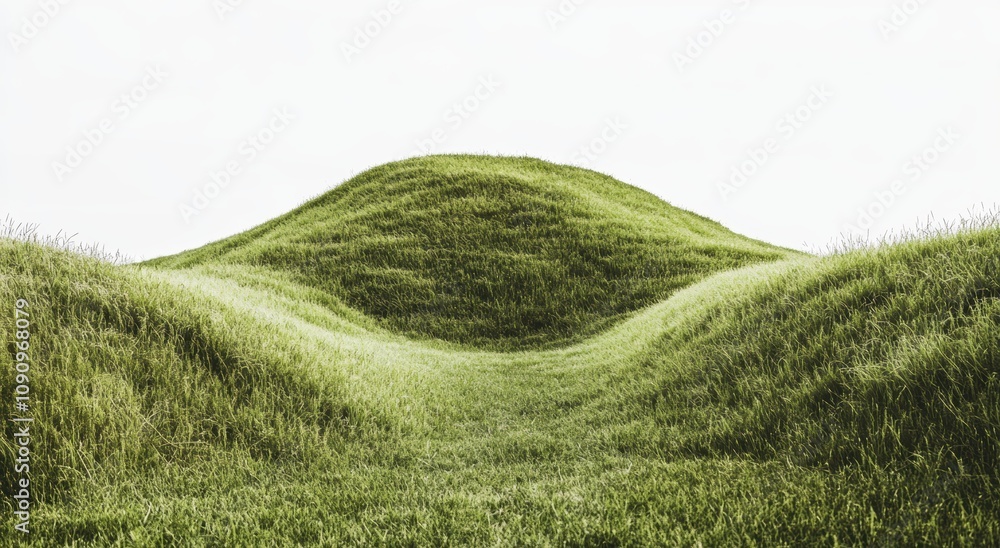 Obraz premium 緑の丘が連なる風景の美しさと静けさを感じる瞬間