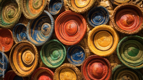Straw basket, handmade in Rio de Janeiro.
