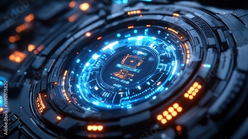 Wallpaper Mural Futuristic Technology Interface:  Cyberpunk Digital HUD Torontodigital.ca