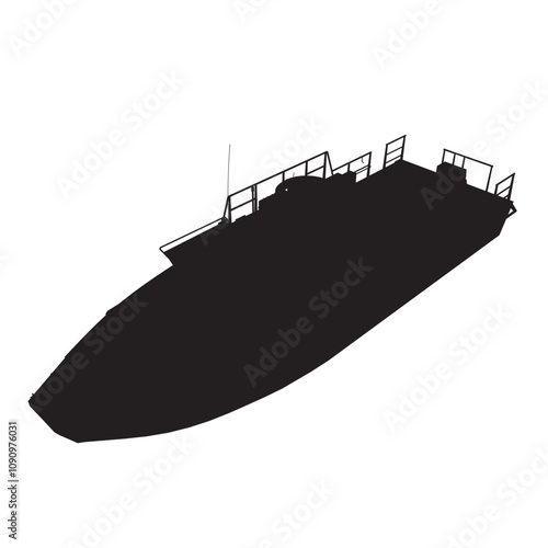 Silhouette warship icon. Military ship and naval vessel. Isolated vector image. Isometric view