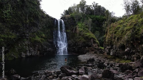 aerial view of Narnia Wailuku River Falls, big island. photo